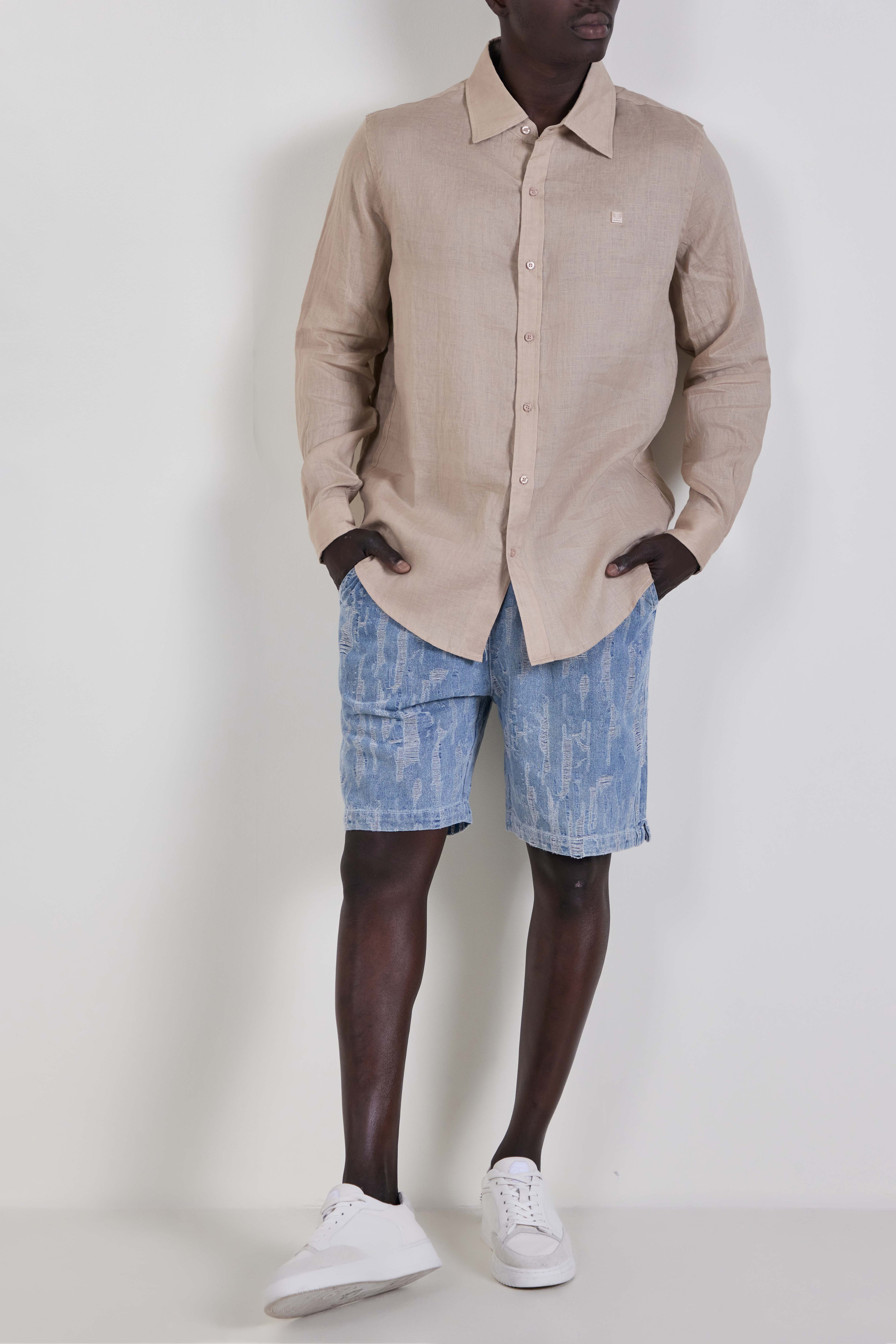 חולצה מכופתרת פשתן